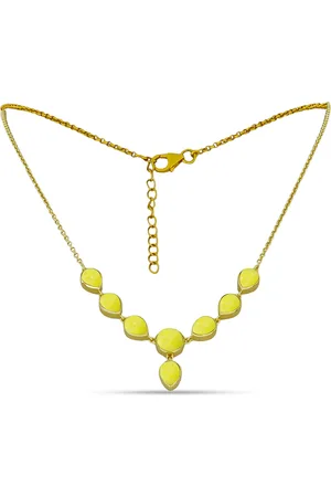 LUXURY Pozlacený Stříbrný Náhrdelník se Žlutým Serpentinem