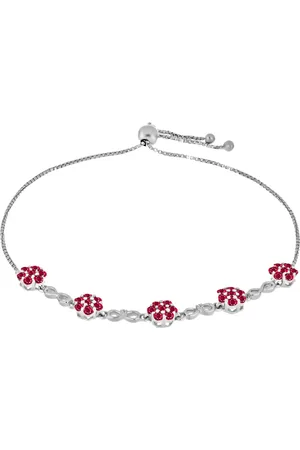 LUXURY Stříbrný Náramek s Madagaskarským Rubínem a Bílým Diamantem