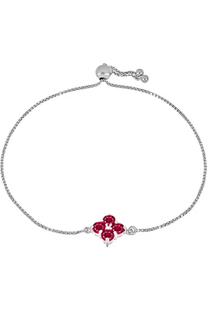 LUXURY Stříbrný Náramek s Madagaskarským Rubínem a Bílým Diamantem