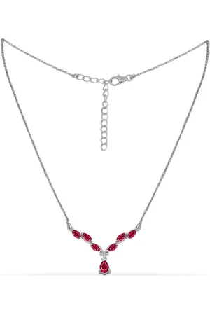 LUXURY Stříbrný Náhrdelník s Madagaskarským Rubínem a Bílým Diamantem
