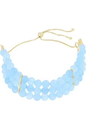 LUXURY Pozlacený Stříbrný Náramek s Aqua Chalcedonem