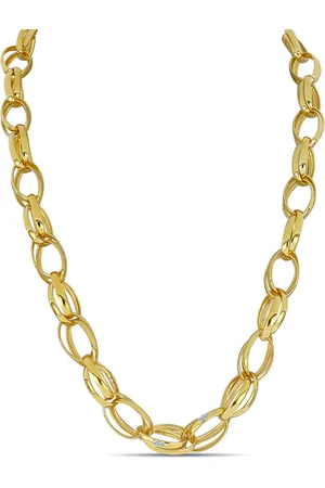 LUXURY Pozlacený Stříbrný Náhrdelník s Bílým Diamantem