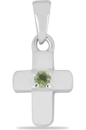 LUXURY Kříž Stříbrný Přívěsek s Čchang-pajským Peridotem