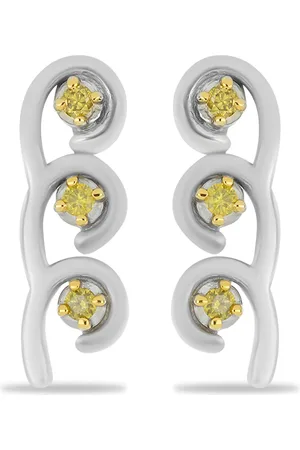 LUXURY Stříbrné Náušnice se Žlutým Diamantem
