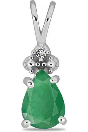 LUXURY Stříbrný Přívěsek s Brazilským Smaragdem a Bílým Diamantem