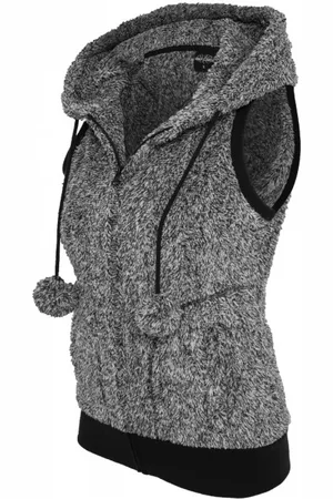 Urban classics Ladies Melange Teddy Vest blk/wht