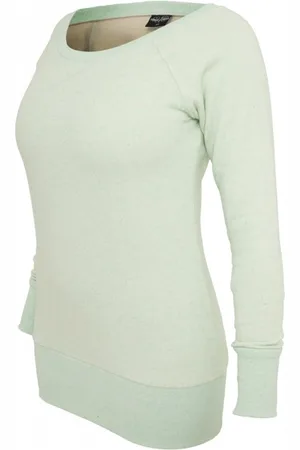 Urban classics Ladies Melange Crewneck mint/wht