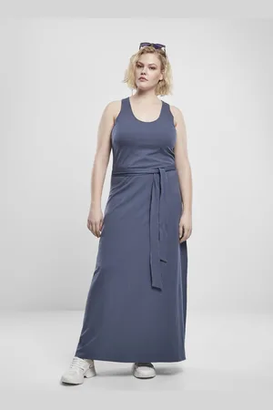Urban classics Ladies Long Racer Back Dress vintageblue