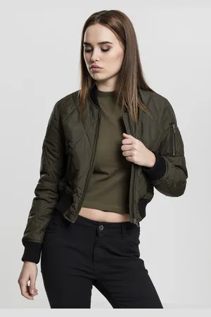 Urban classics Ladies Diamond Quilt Short Bomber darkolive/black