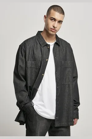 Urban classics Oversized Denim Shirt black stone washed