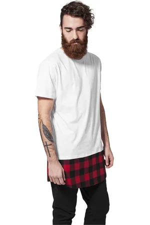 Urban classics Long Shaped Flanell Bottom Tee wht/blk/red