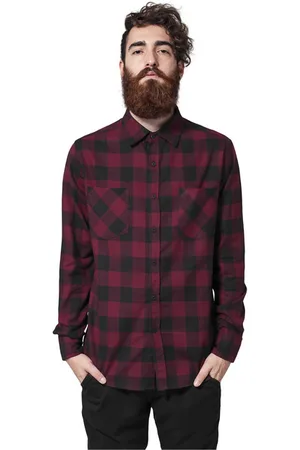 Urban classics Checked Flanell Shirt blk/burgundy