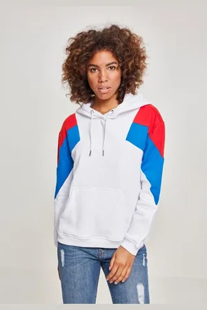 Urban classics Ladies Oversize 3-Tone Block Hoody wht/firered/brightblue