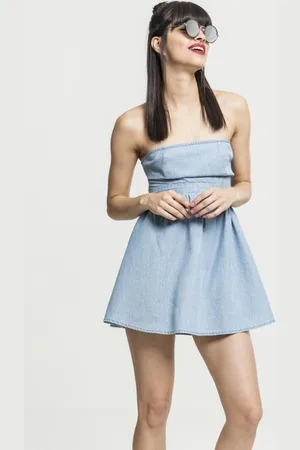 Urban classics Ladies Denim Bandeau Dress bluewash