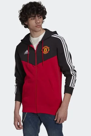 adidas Mikina MUFC 3S FZ HD BLACK/REARED