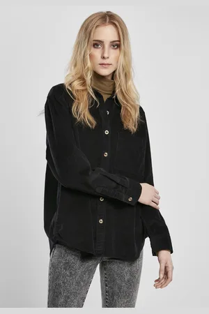 Urban classics Ladies Corduroy Oversized Shirt black