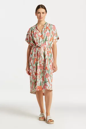 GANT Ženy S potiskem - ŠATY RELAXED IRIS PRINT CAFTAN DRESS bílá 32