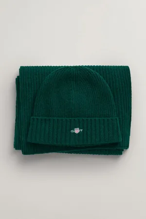 GANT SET ČEPICE A ŠÁLA SHIELD BEANIE & SCARF GIFT SET DARK GREY MELANGE