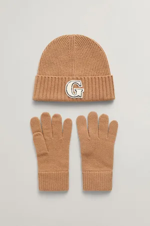 GANT SET ČEPICE A RUKAVICE G BADGE BEANIE & GLOVES GIFT SET WARM KHAKI