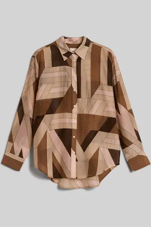 GANT HALENKA REL LETTERS PRINT COT SILK SHIRT ROASTED WALNUT