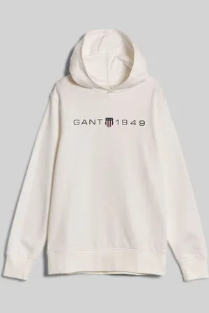 GANT MIKINA PRINTED GRAPHIC HOODIE EGGSHELL