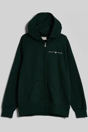 GANT MIKINA PRINTED GRAPHIC FULL ZIP HOODIE TARTAN GREEN