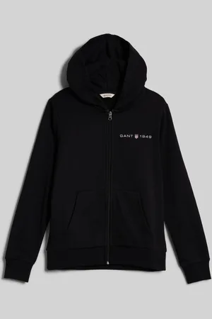 GANT MIKINA REG PRINTED GRAPHIC ZIP HOOD BLACK