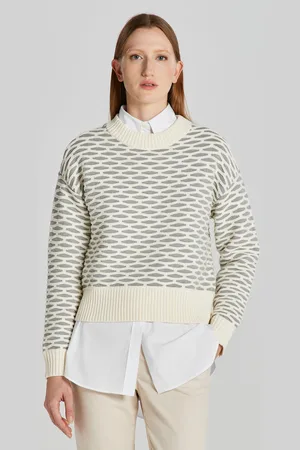GANT SVETR INTARSIA C-NECK GREY MELANGE
