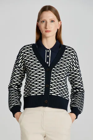 GANT KARDIGAN INTARSIA CARDIGAN EVENING BLUE