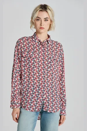GANT HALENKA REL GEOMETRIC PRINT SHIRT CREAM