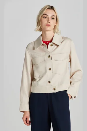 GANT BUNDA CROPPED LINEN BLEND JACKET SOFT OAT
