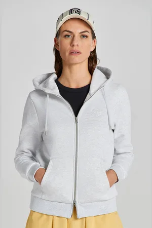 GANT MIKINA REG TONAL SHIELD ZIP HOODIE PALE GREY MELANGE
