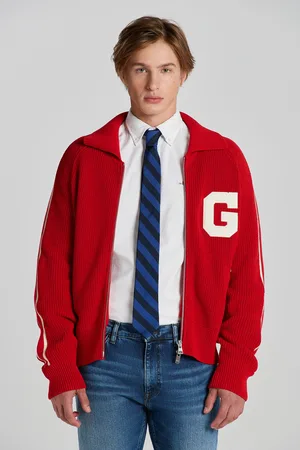 GANT SVETR CROPPED SHINY COTTON TRACK JACKET RUBY RED