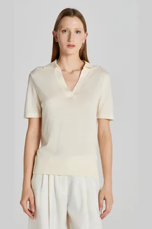 GANT SVETR FINE KNIT SHORT SLEEVED RUGGER CREAM