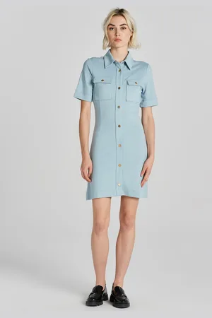 GANT ŠATY SS JERSEY SHIRT DRESS DOVE BLUE