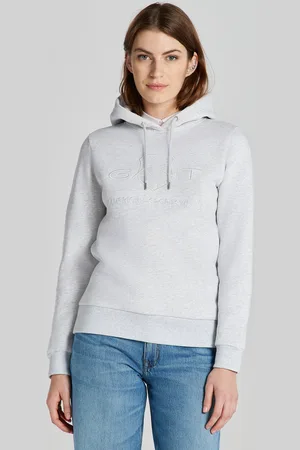 GANT MIKINA REG TONAL SHIELD HOODIE PALE GREY MELANGE