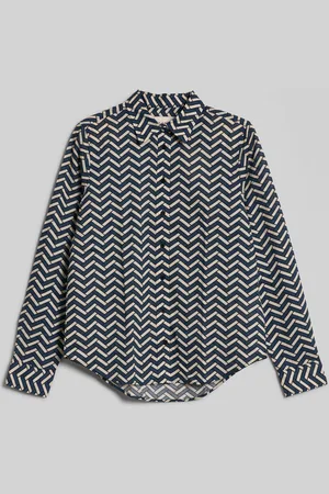 GANT HALENKA REG GEOMETRIC COT VOILE SHIRT DUSTY BLUE SEA