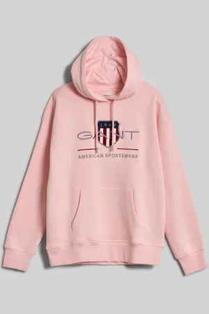 GANT MIKINA REL ARCHIVE SHIELD HOODIE FADED PINK