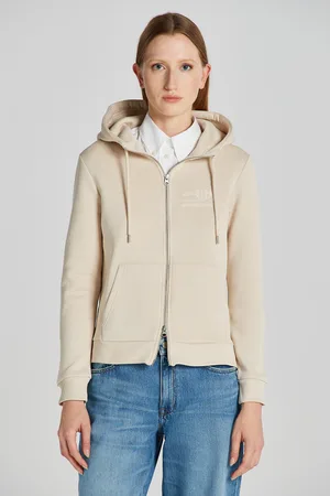 GANT MIKINA REG TONAL SHIELD ZIP HOODIE SOFT OAT