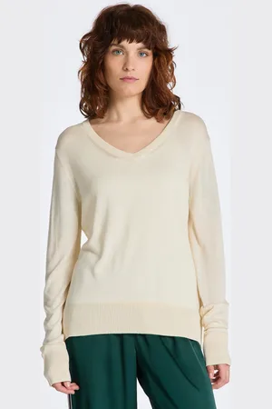 GANT SVETR FINE KNIT V-NECK CREAM