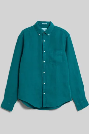 GANT KOŠILE REG GMNT DYED LINEN SHIRT OCEAN TURQUOSIE