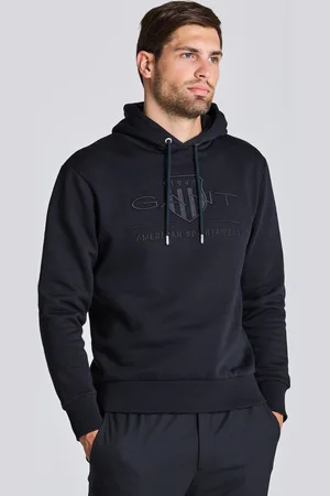 GANT MIKINA REG TONAL SHIELD HOODIE BLACK
