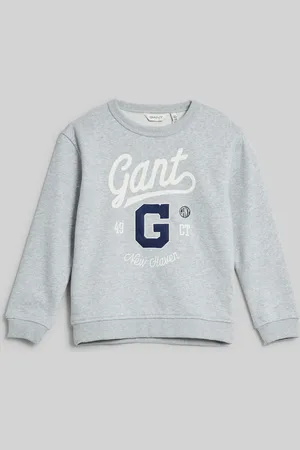 GANT MIKINA RELAXED GRAPHIC C-NECK LIGHT GREY MELANGE