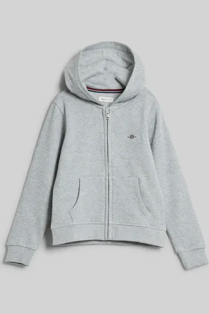 GANT MIKINA SHIELD ZIP HOODIE LIGHT GREY MELANGE