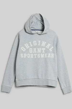 GANT MIKINA ORIGINAL SPORTSWEAR SWEAT HOODIE LIGHT GREY MELANGE
