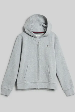 GANT MIKINA SHIELD ZIP HOODIE LIGHT GREY MELANGE