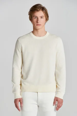 GANT SVETR TEXTURED COTTON C-NECK CREAM
