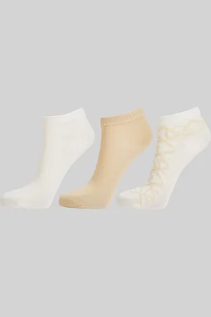 GANT PONOŽKY G PATTERN ANKLE SOCKS 3-PACK EGGSHELL