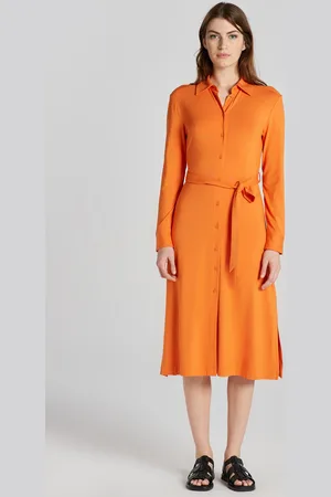 GANT ŠATY SLIM JERSEY SHIRT DRESS PUMPKIN ORANGE
