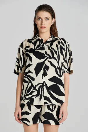 GANT HALENKA REL PALM PRINT SS SHIRT SOFT OAT